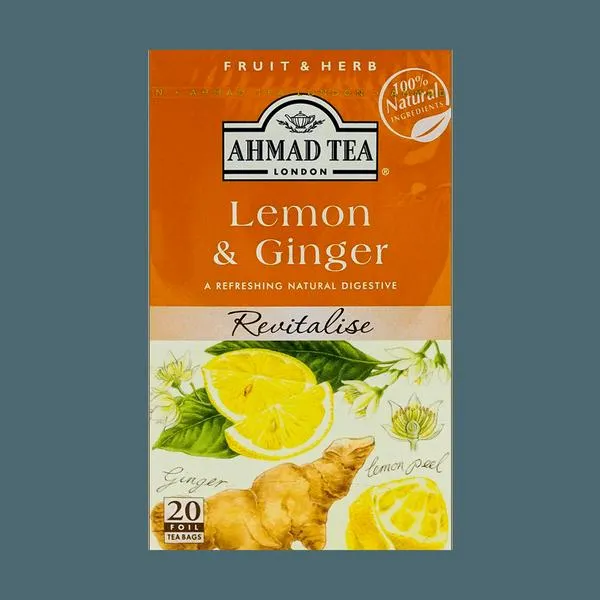 Ahmed Lemon & Ginger Tea (20 Foil Bags)