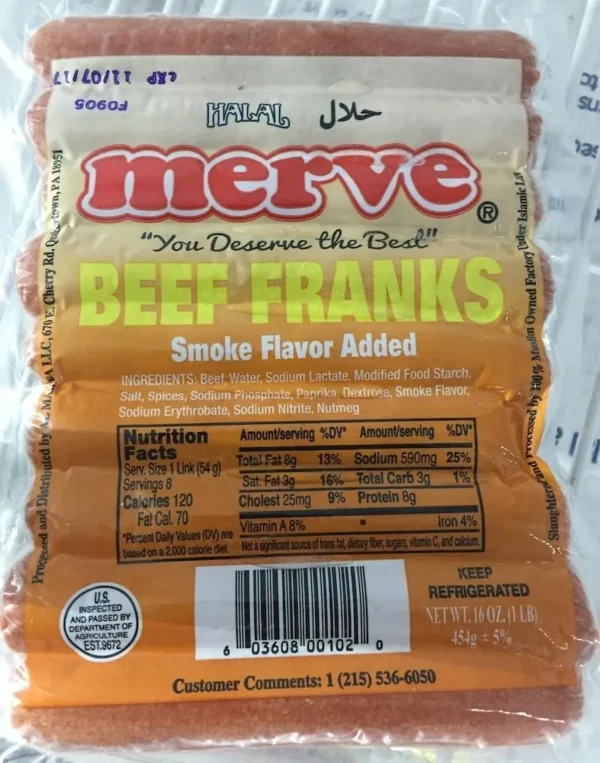 Merve Beef Franks (1 Lb)